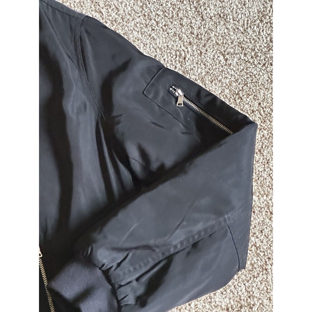 Kendall & Kylie Black Bomber Jacket with Zip Pockets Size M - Picture 15 of 16